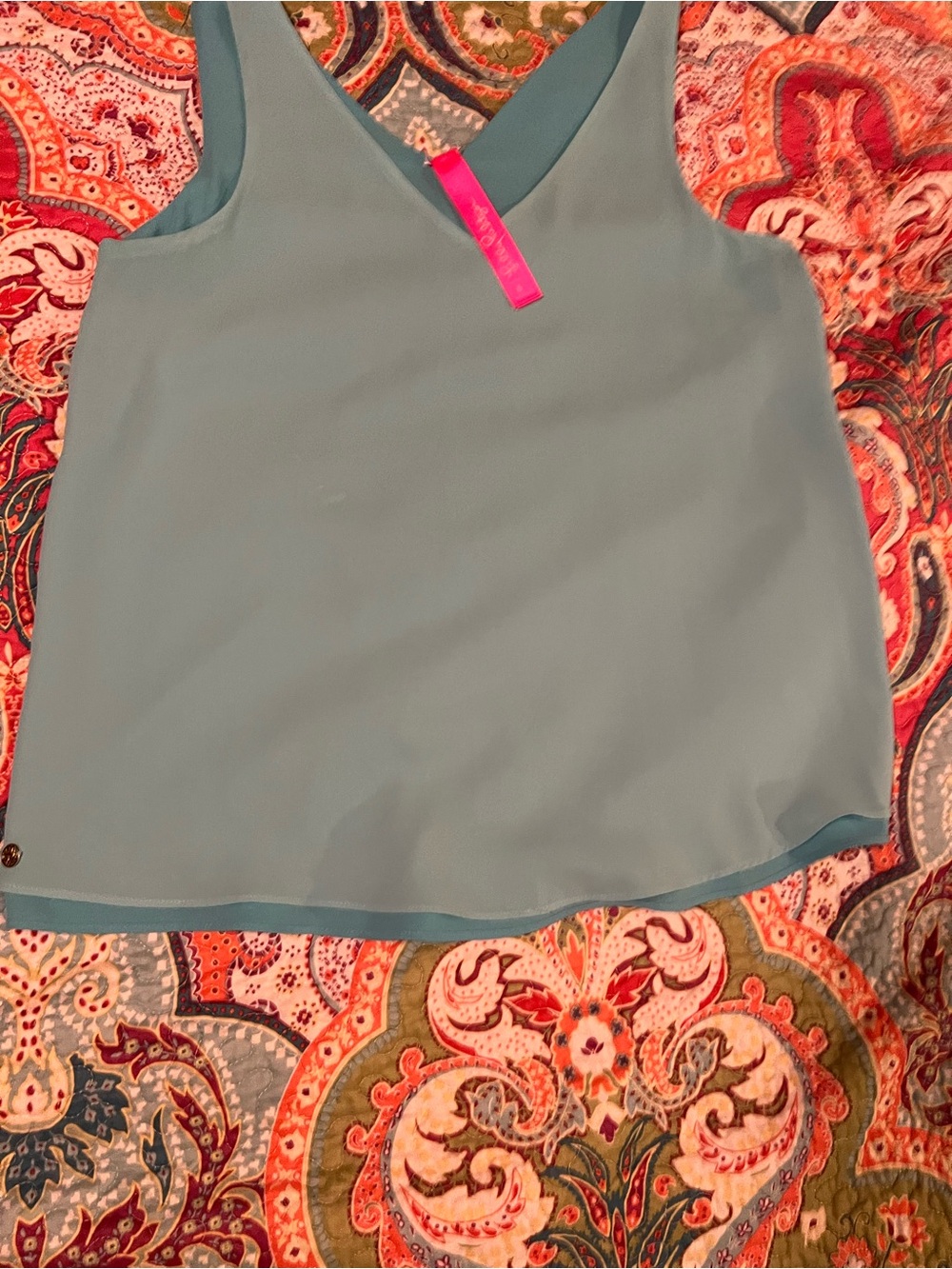 Lily Pulitzer Aqua Blue V-Neck Sleeveless Women’s Top